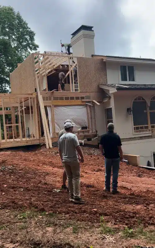 Crew from Skyline Contracting overseeing roof framing and structural repairs during the roof repair process