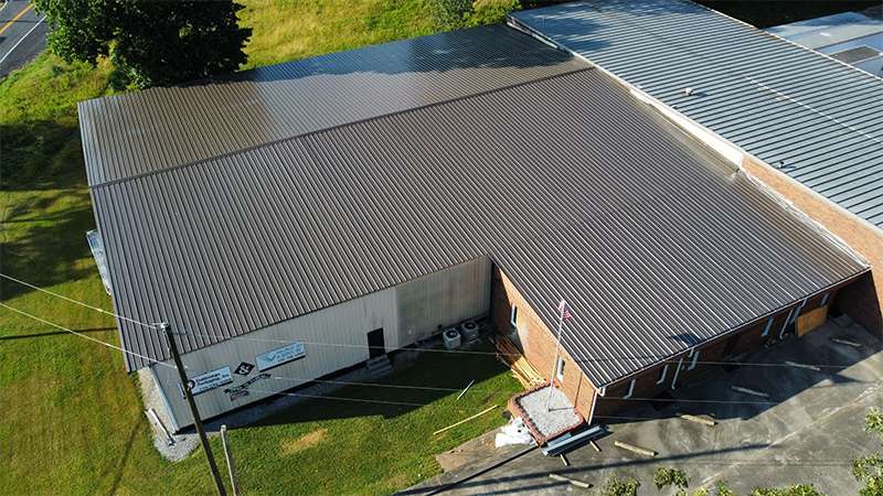 Top view of a newly replaced commercial roofing job by skyling contracting
