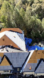 Roofing estimates in Gainesville GA for complex multi‑section roof replacement using FortiBuster underlayment and waterproofing materials
