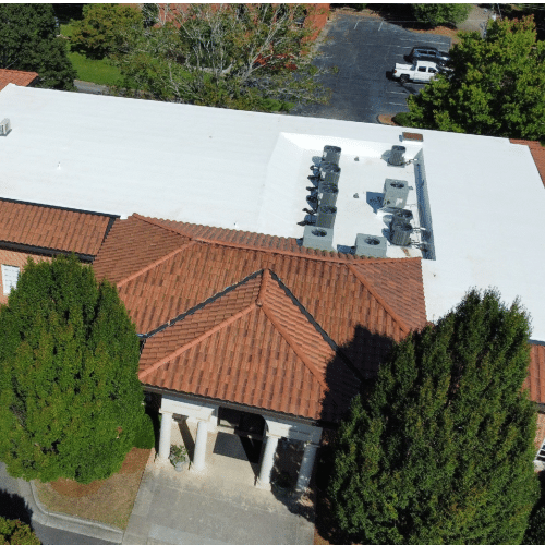 Completed PVC roof with sleek and weather-resistant finish