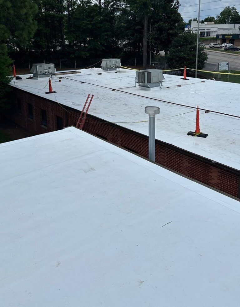 Close-up of interlocking PVC roof panels