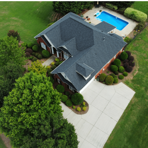 Low slope roof on a modern house porch in Gainesville