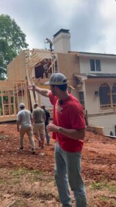 Skyline Contracting crew working on a home addition and roof structure in Gainesville, GA, highlighting residential roofing services and remodeling expertise in Gainesville, GA